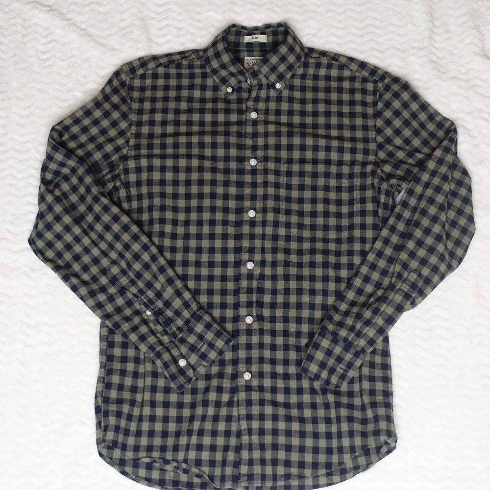 J. Crew Gingham Check Slim Fit Casual Button Down Small